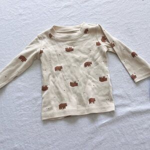 Carter's Cream Long Sleeve Top with Brown Bear Print